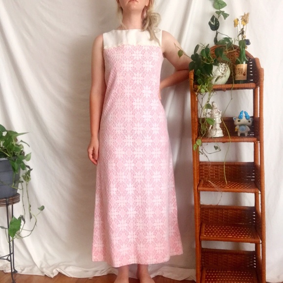 Vintage pink and white maxi dress - Picture 1 of 2